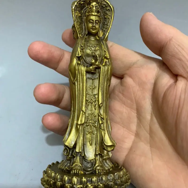 

Three-Side Avalokitesvara Ornaments Home Desktop Decorative Crafts Furnishings Alloy Guanyin Ornaments