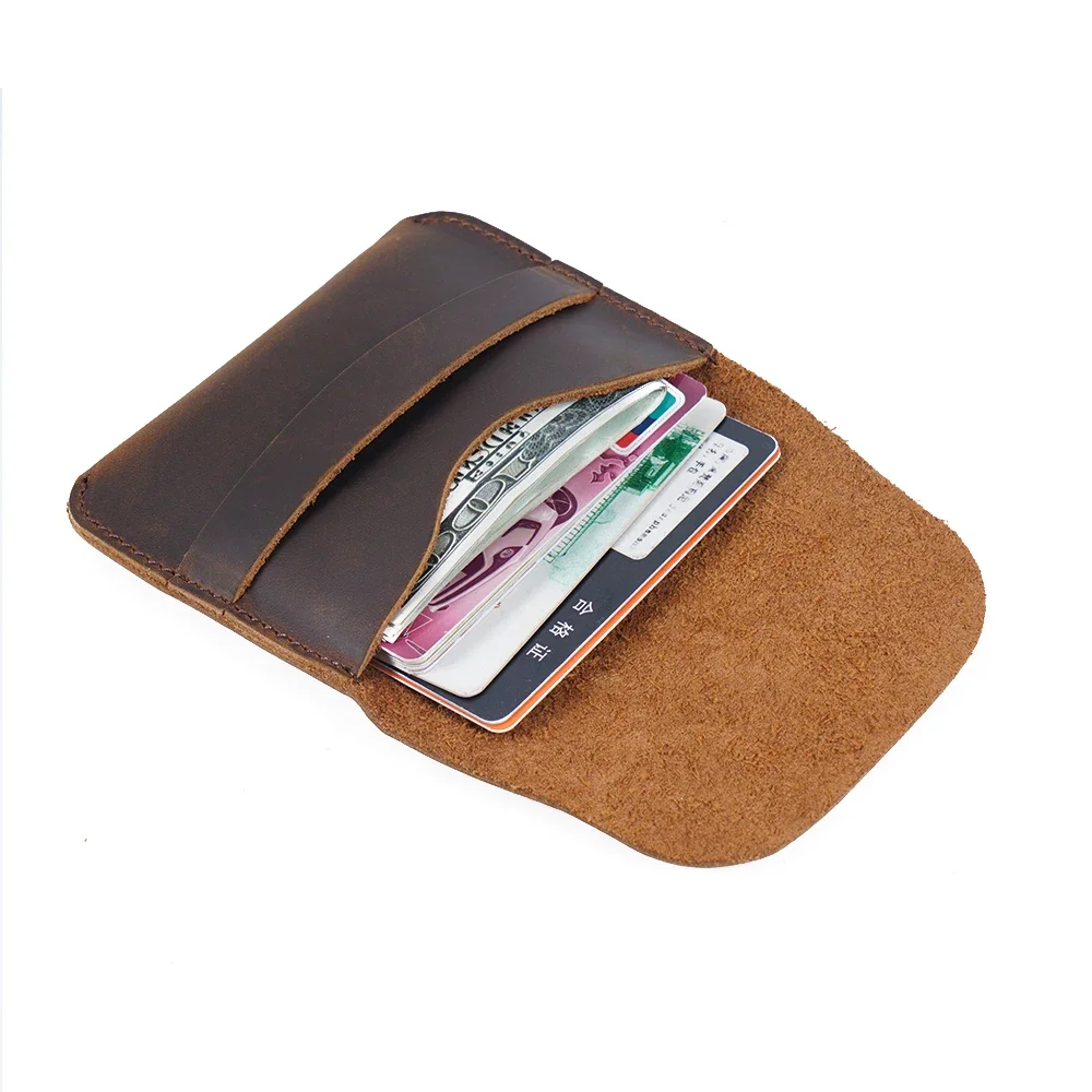 Genuine Leather Credit ID Card Holder Vintage Business Card Holder Coins Pouch Unisex Coin Purses Wallets Business Cards Holder