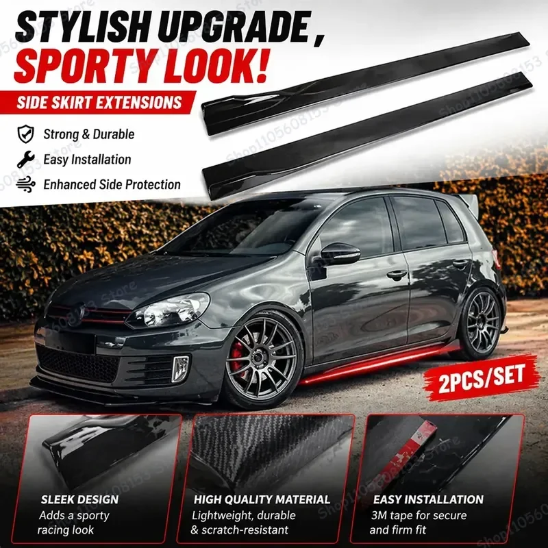 For VOLKSWAGEN VW Polo Golf Mk5 Mk6 Mk7 Jetta Passat Side Skirt Splitter Winglet Bumper Lip Kit Aerodynamic Enhancement Trim