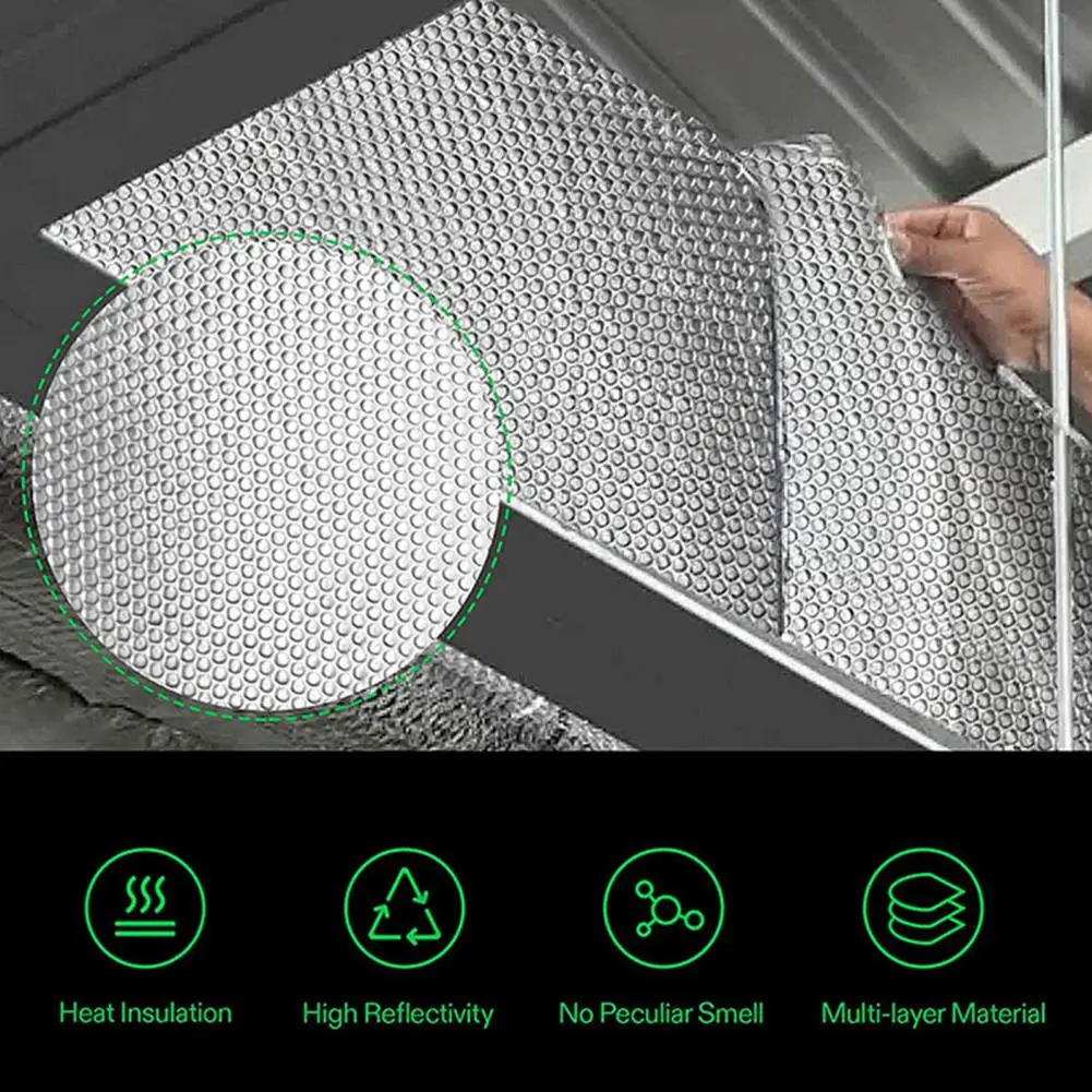 1 Roll Bubble Film Leak-proof Flame-retardant Building Insulation Highly-Reflective Foil Bubble Wrap for Roof