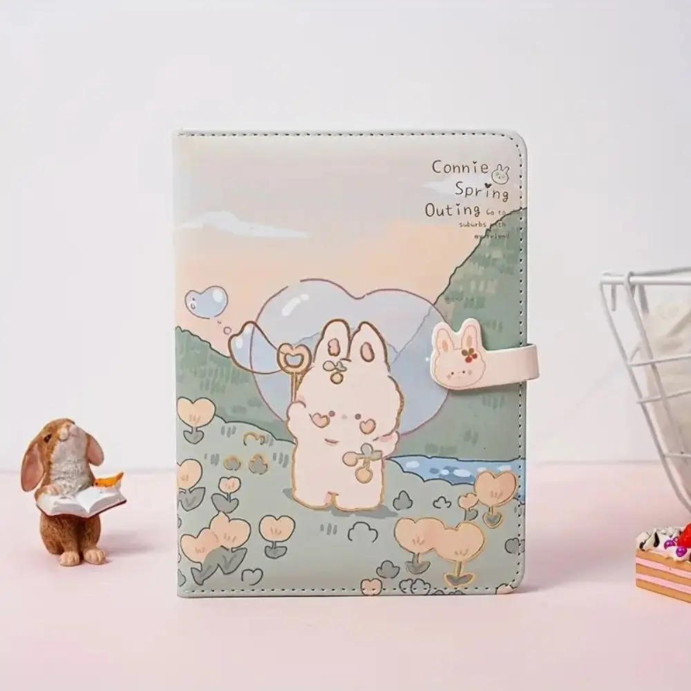 Cartoon Anime Rabbit Notebook PU Coloring Page Cute Notebook Write Smoothly Memo Diary Planner Anime Handbook Stationery