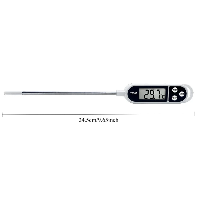 1Pc Food Thermometer, Kitchen Accessory, Dormitory Essential, Instant-Read Meat Thermometer, Accurately Measures Oil and Water Temperature, Essential Kitchen Accessory (Button Batteries Not Included, Please Purchase Lr44 Button Batteries for Installation and Use)