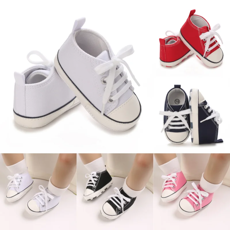 Baby Shoes Classic Fashion Canvas Sports Shoes for Boys and Girls Soft Sole Comfortable Walking Shoes 0-18M