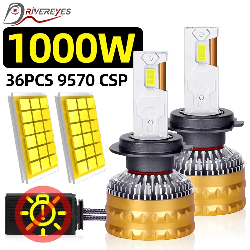 

1000W H4 LED Lights Canbus No Error H7 H11 H1 H8 9005 9006 HB3 HB4 9012 HIR2 H9 Led Headlight 36PCS 9570 CSP Turbo Lamp Fog Lamp