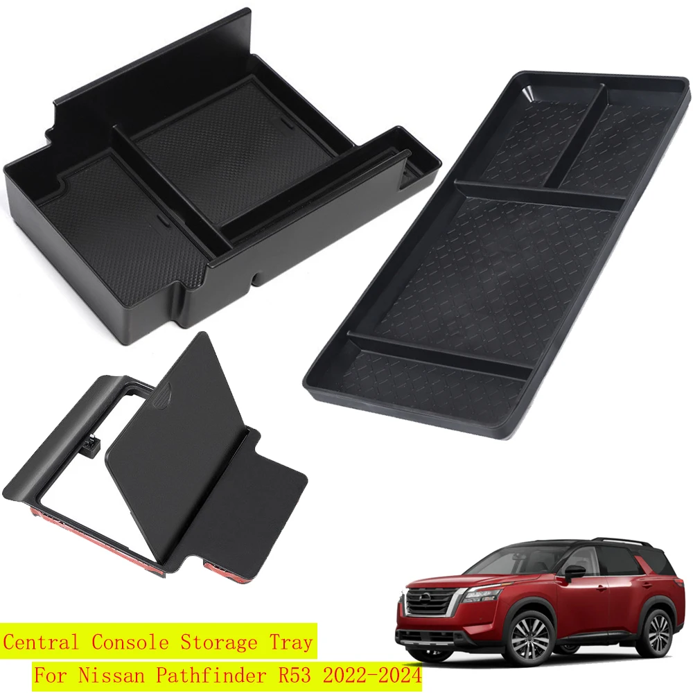 Car Organizer Central Console Armrest Box Storage Case Tray For Nissan Pathfinder R53 2022 2023-2024