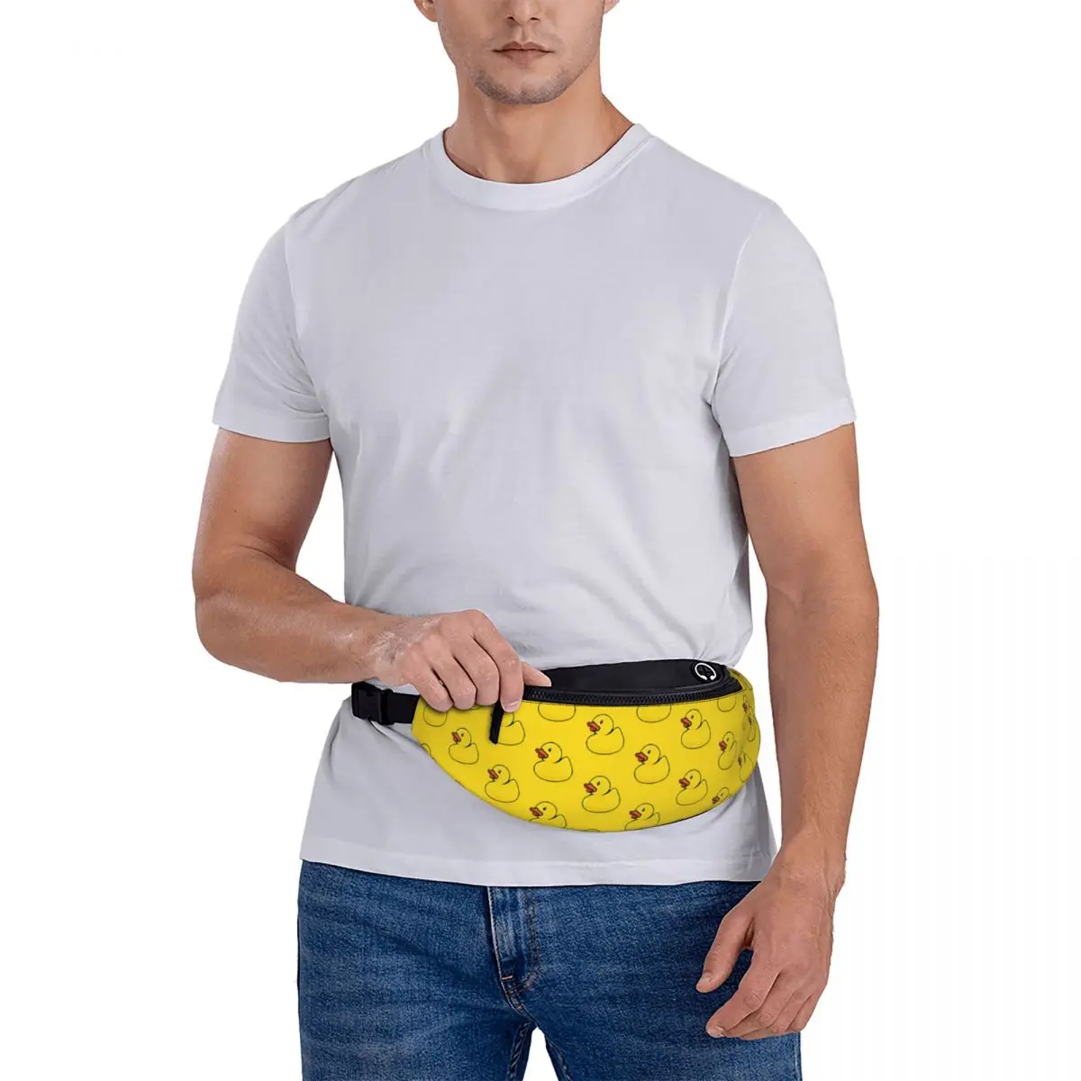 Rubber Duck In Yellow Printed Waist Bags Unisex Fanny Pack Fashion Travel Banana Bags Belt Pouch