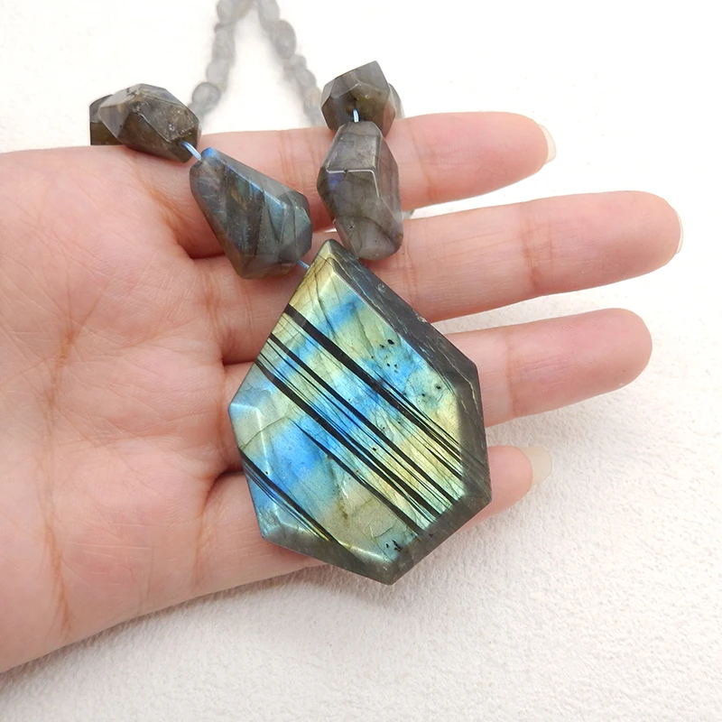 Natural Labradorite Stone Quality  Loose Beads Jewellery Making 47x23x10mm/6x5x4mm DIY Bracelet Necklace Beading Accessories