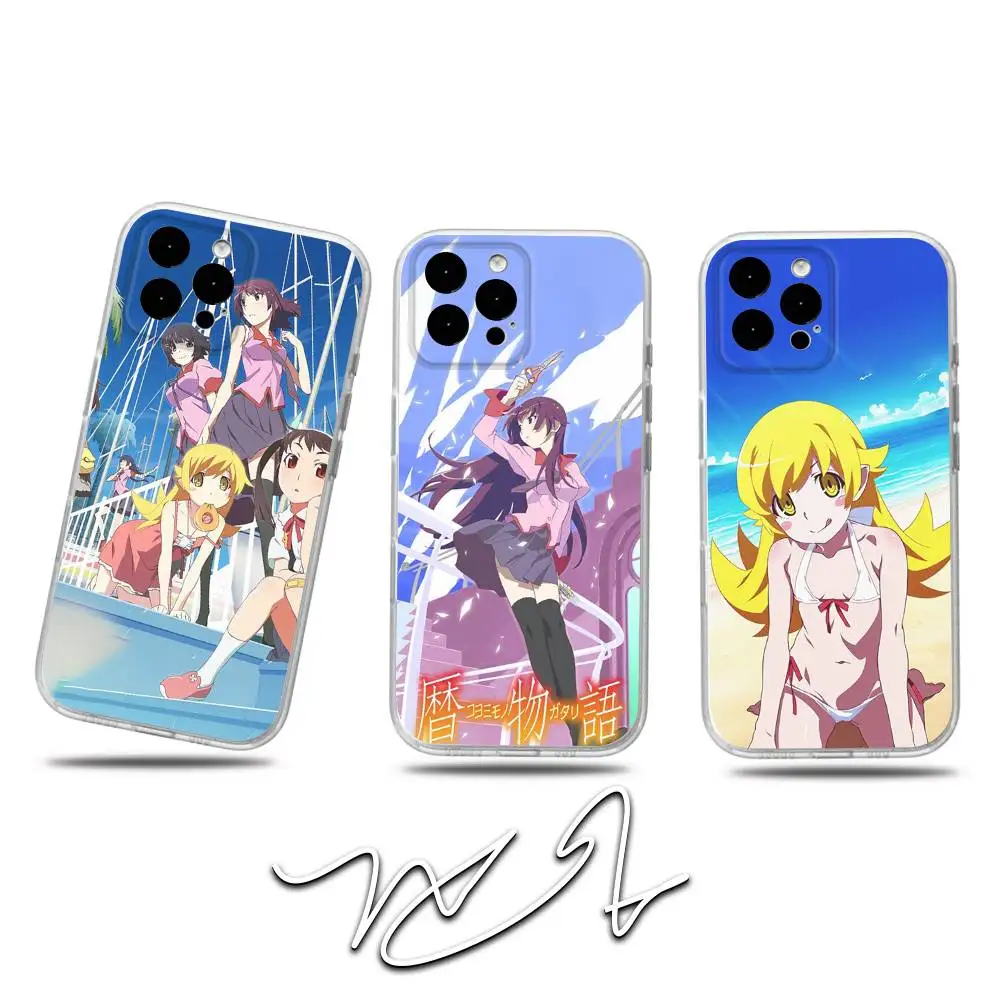 

M-Monogatari Anime Series Phone Case For iPhone 17,16,15,14,13,12,11 Pro,Max,Plus,X,XS,XR,SE4,E Mini Transparent Soft Cover