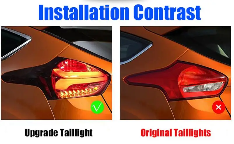 Dynamic Video for 2012~2018 taillamp for Focus 3 taillight  hatchback LED Tail Lamp rear lights back light Red color TJ type