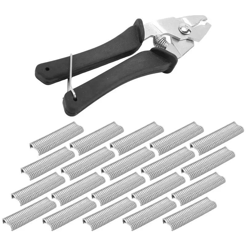 A84X-1Pcs Hog Ring Plier Tool And 600Pcs M Clips Chicken Mesh Cage Wire Fencing Crimping Solder Joint Welding Repair Tools