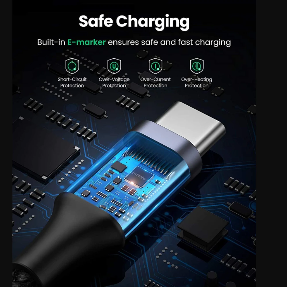 100W USB Type C To USB C Cable For iphone 15 16 for Samsung S21 Xiaomi PD Fast Charging Charger Cord 3A E-Marker Chip Fast USB C