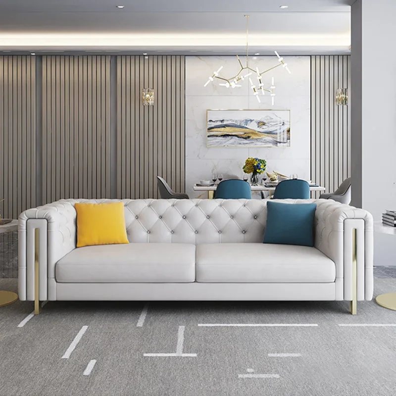 

z High Quality Modern Design Leather Furniture Modular Home Wooden Frame Combination Luxury Chesterfield Sofa