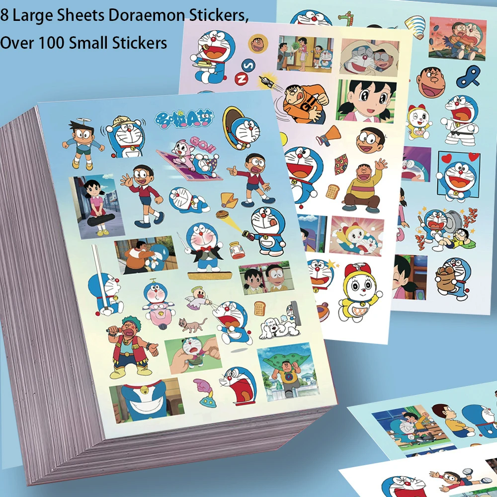 8/16Sheets Cute Doraemon Cartoon Puzzle Stickers PVC Material Children’s Daily Toys DIY Notebook Scrapbook Waterproof Stickers.