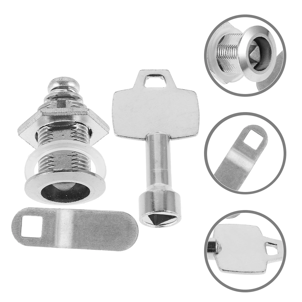 

1 set Trash Can Locks Triangular Keys Stainless Steel Waste Bin Supplies Secure Residential Commercial Durable Long Lasting