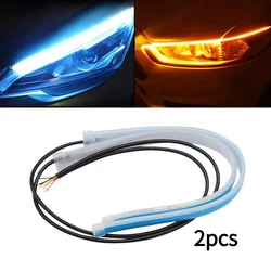 Ultra Thin 1pair Bright Flexible DRL LED Strip Turn Signal White Yellow Sequential LED Daytime Running Lights for Cars Headlight