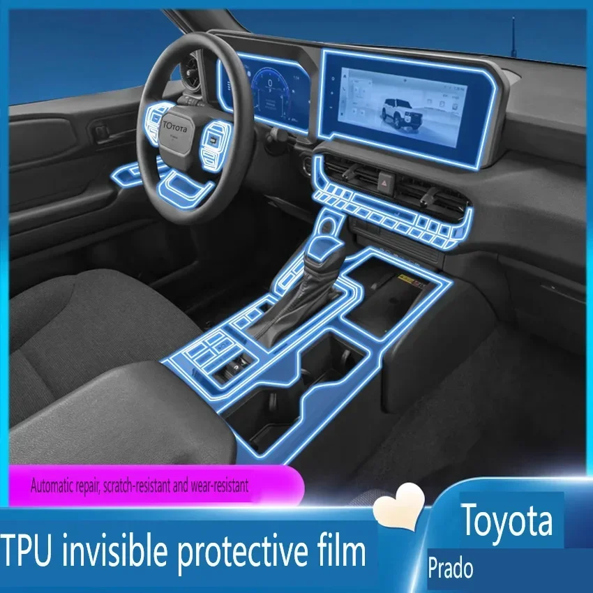 For Toyota Land Cruiser Prado 2024 Tpu Transparent Protector Film Interior Sticker Center Control Navigator Gear Car Accessories