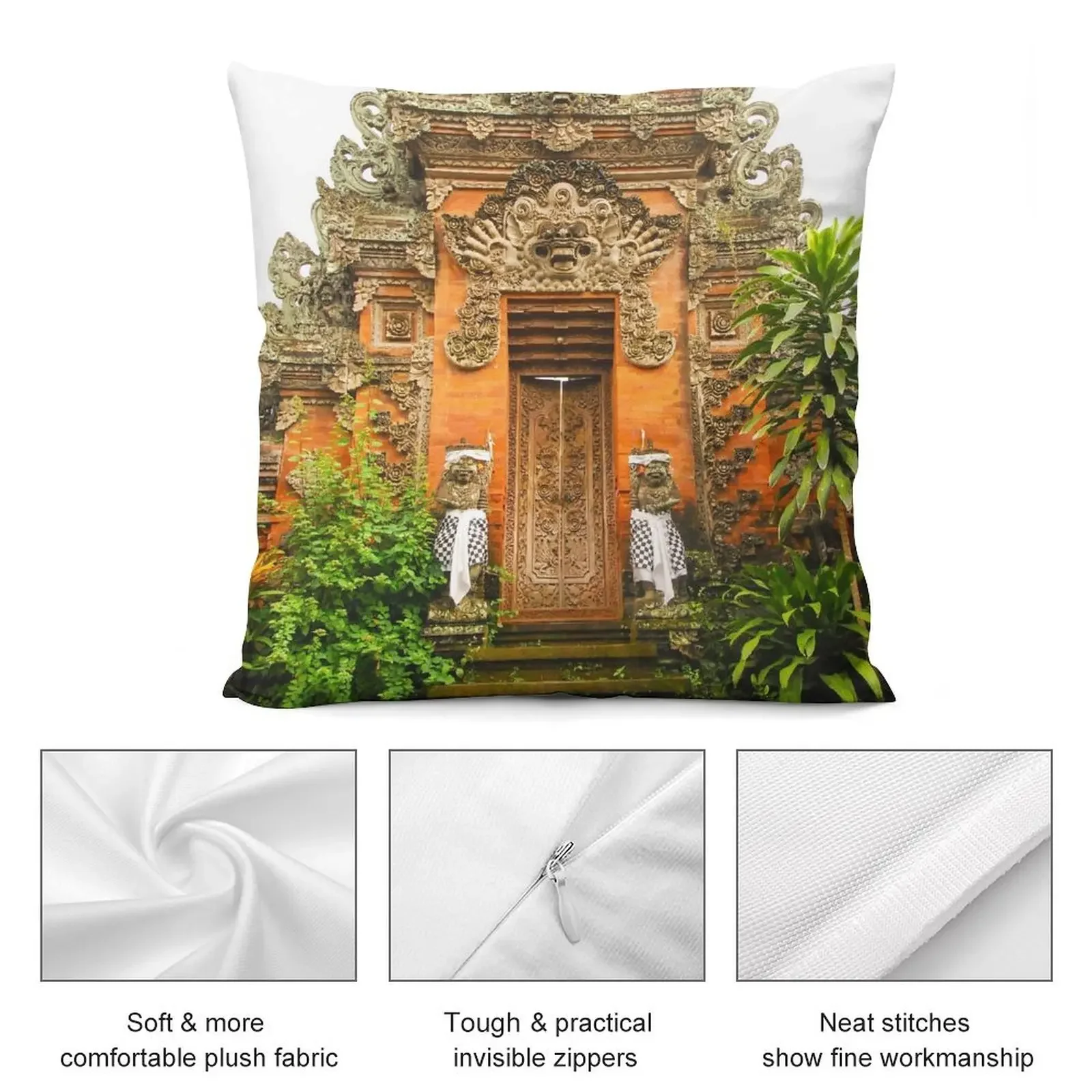 Ornate Door in Ubud, Bali, Indonesia Throw Pillow Pillowcases luxury decor Sitting Cushion pillow