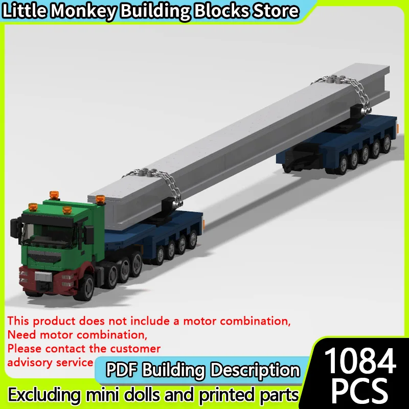 Modèle de voiture de ville MOC, briques de construction Schwertransporter Mit Stahltrole, technologie modulaire, cadeaux de vacances pour enfants, jouet à assembler