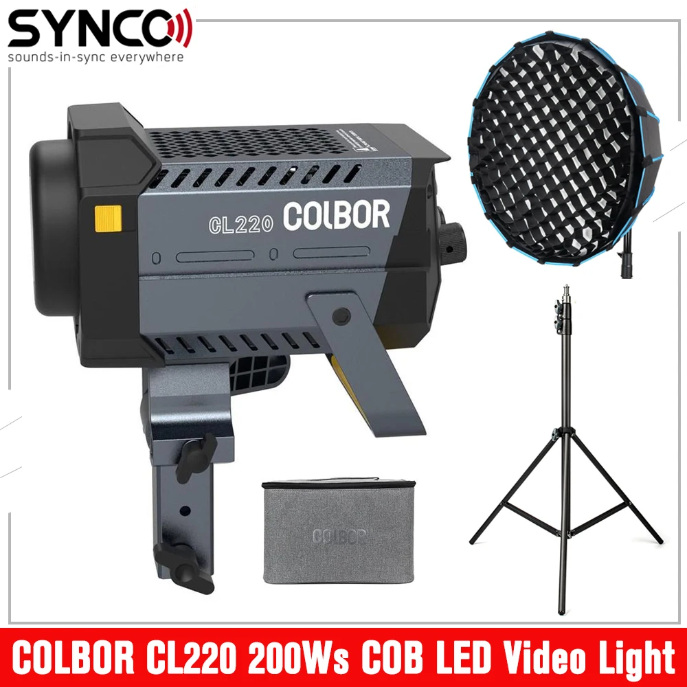 

COLBOR CL220 200Ws COB LED Video Light Bowens Mount Lighting 5600K 2700-6500K for Photography Video Recording Outdoor Shooting