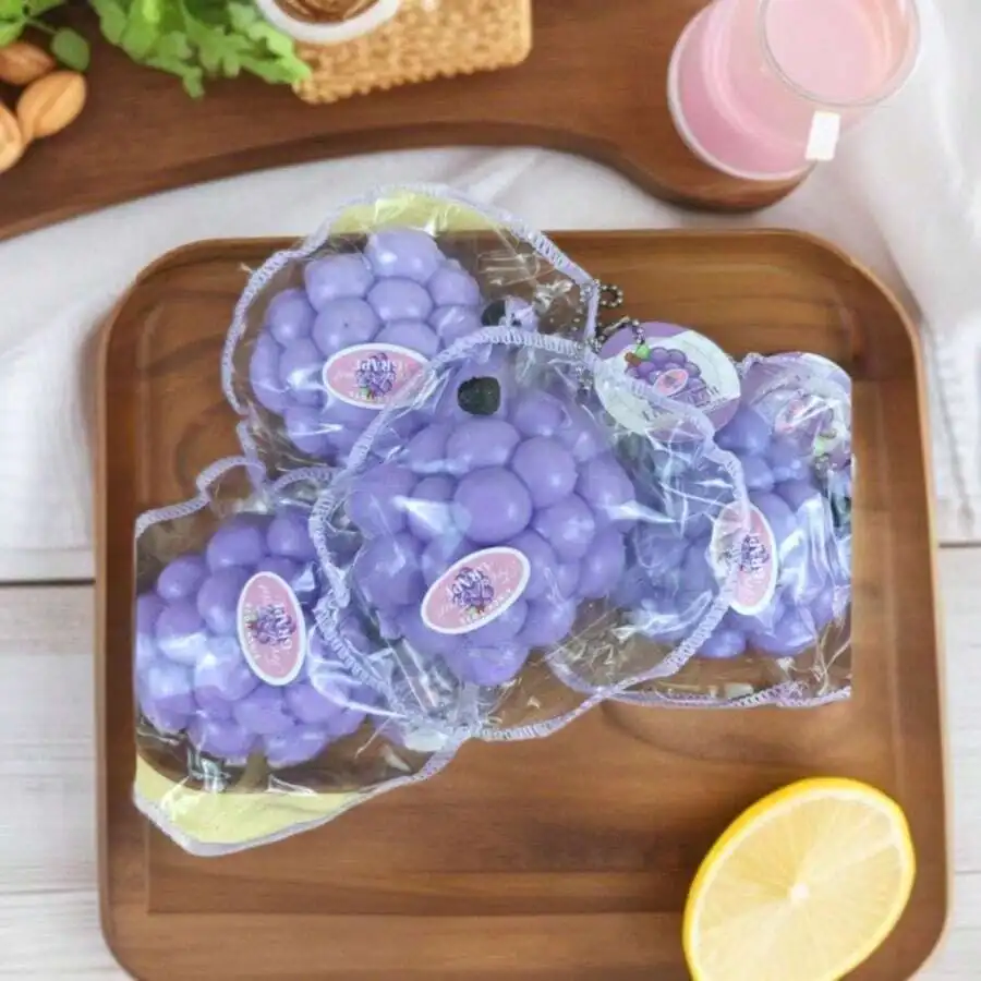 1pc 2026 New Realistic Grape Lemon Squeeze Stress Relief Toy Soft Fruit Shaped Squishy Ball Slow Rising Anxiety Relief Gel Toy P