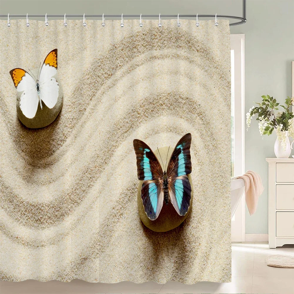 

Водонепроницаемая занавеска для душа для ванной комнаты, красивые занавески для ванны с принтом бабочки, полиэстеровая занавеска для ванной комнаты с 12 крючками