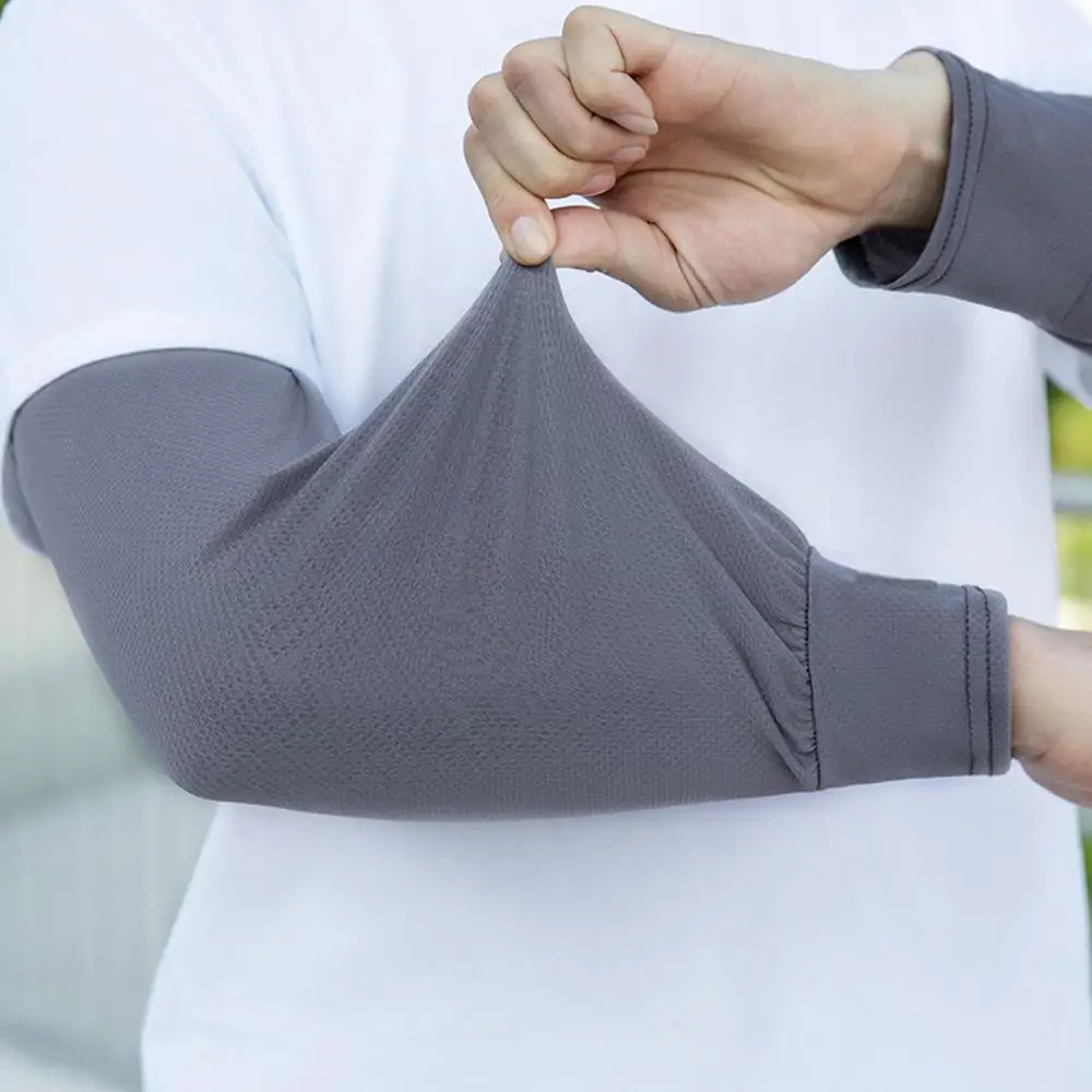 2 pares de mangas de protección solar holgadas de verano para hombres y mujeres, protección UV para ciclismo al aire libre, funda para brazo, manga de seda de hielo fresca, suave y transpirable