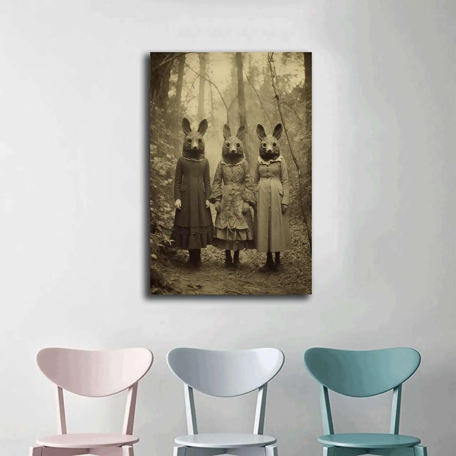 Canvas Wall Art PostersRabbit Cult Of The Forest Vintage Photography Art Poster Print Dark Academia Gothic Occult Poster Witchcr