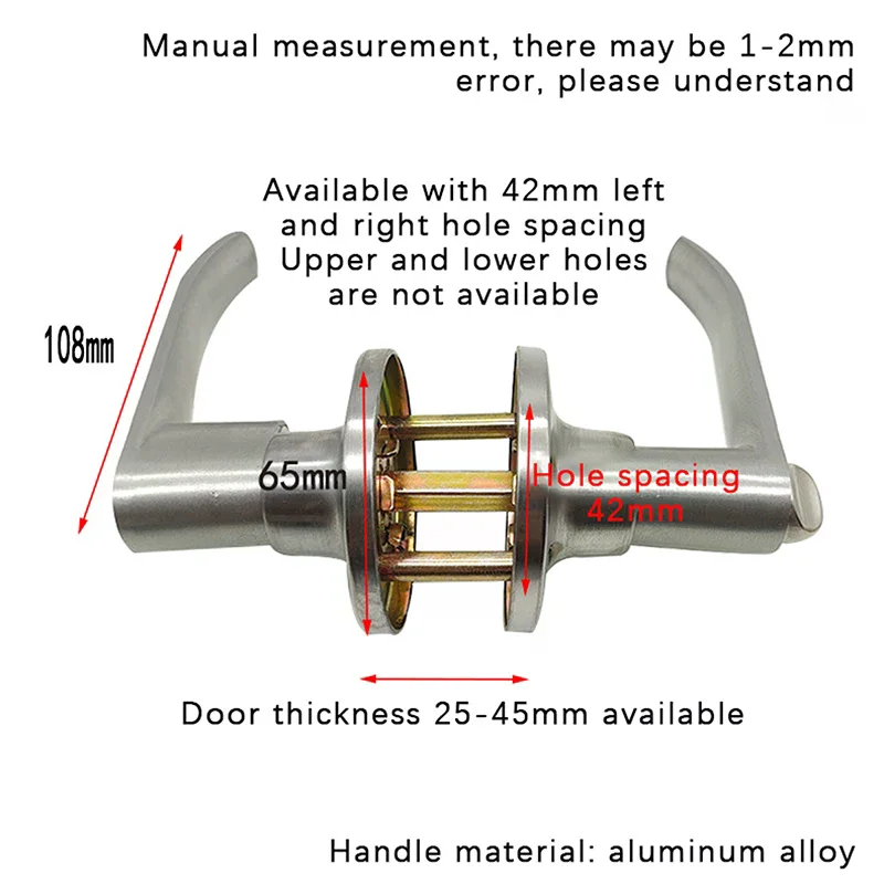 Cerradura de manija de puerta de habitación de aleación de aluminio de alta calidad, perillas esféricas de tres polos, cerradura de puerta, accesorios de Hardware para baño y dormitorio