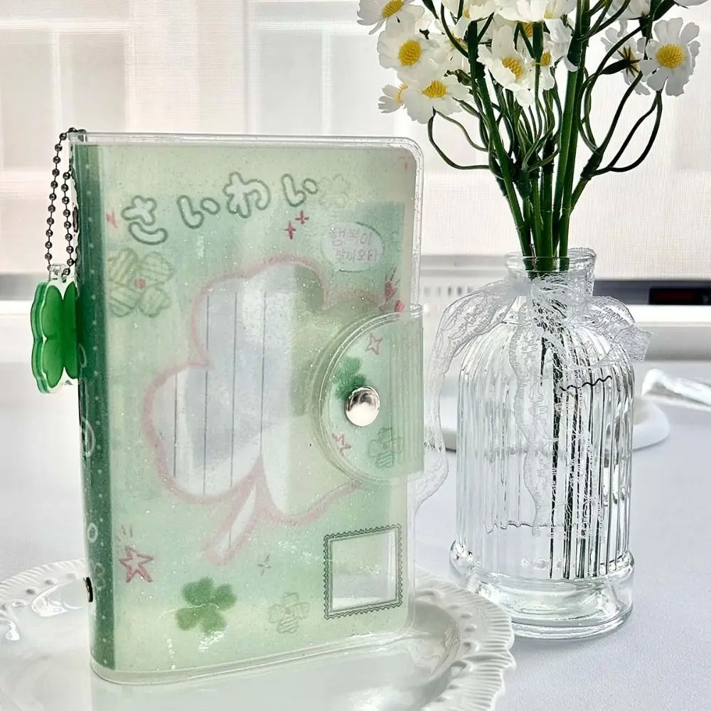 

Girl Glitter A7 Size Binder Sticker Storage Book Pudding Pocket Four-Leaf Clover Binder Stationery PVC Material