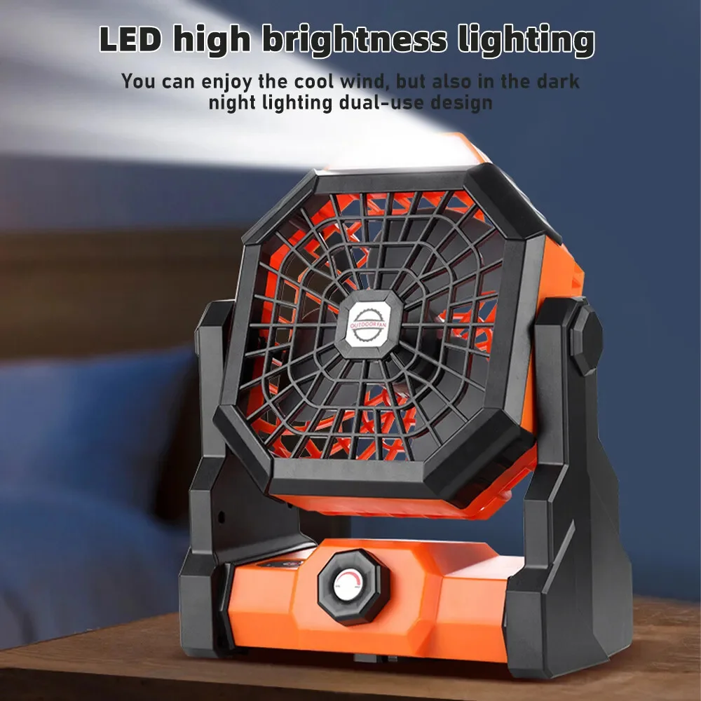 Multifunctional Fan Charging Portable 7800mAh Stepless Speed Control Up and Down Swinging Air Supply Belt LED Night Light