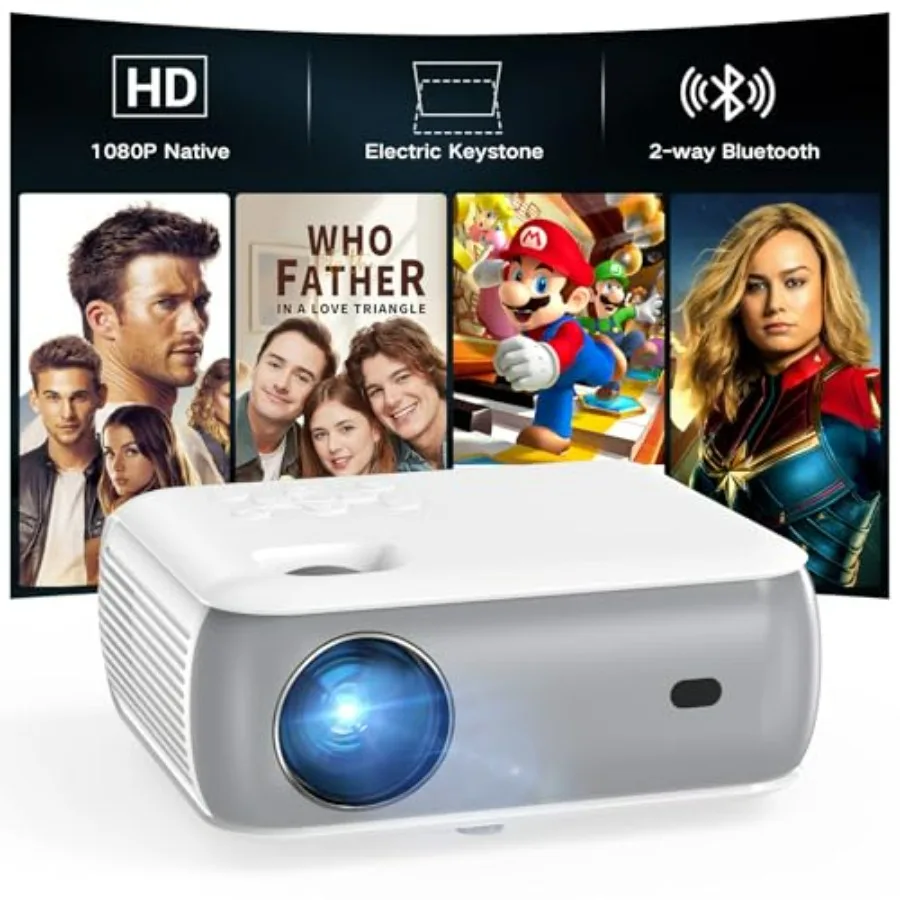 

Портативный Bluetooth-проектор 1080P со встроенным динамиком для домашнего кинотеатра, совместимый с PS5/Switch/USB, идеально подходит для спальни