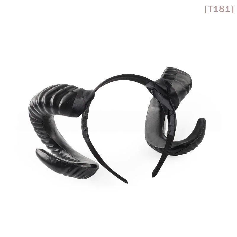 [E]Devil Sheep Horn Headdress Role Playing Girl Boy Gothic Ox Horn Antelope Hairband Halloween Party Costume Decorative Headwear