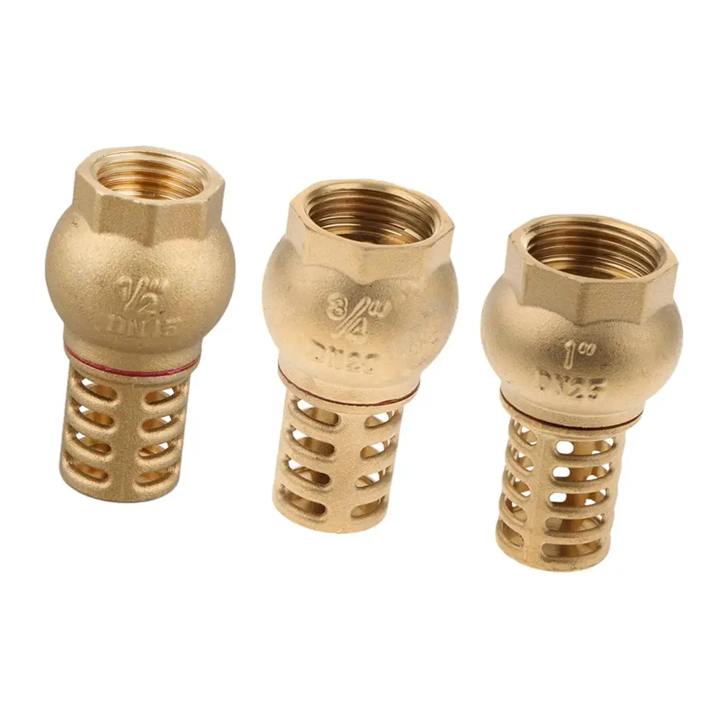 Durable Brass Female Thread Foot Valve Pump Inlet Strainer Bottom Valve Check Valve for Water Storage Tanks