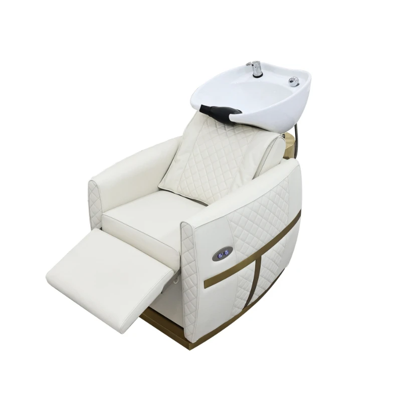 Beauty and hairdressing semi reclining electric lifting head therapy shampoo bed