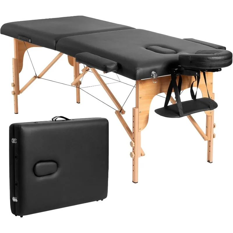 

Folding Massage Table Lash Bed, 84'' Professional Massage Bed 2 Fold with Facial Cradle & Carry Case Spa Facial Tattoo Beds