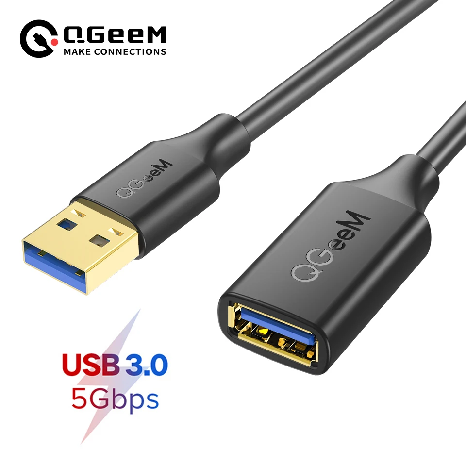 QGeeM przedłużacz USB USB 3.0 przedłużacz do przewodów na PC Laptop smart-tv PS4 Xbox SSD USB 3.0 2.0 męski na żeński przewód danych kabel