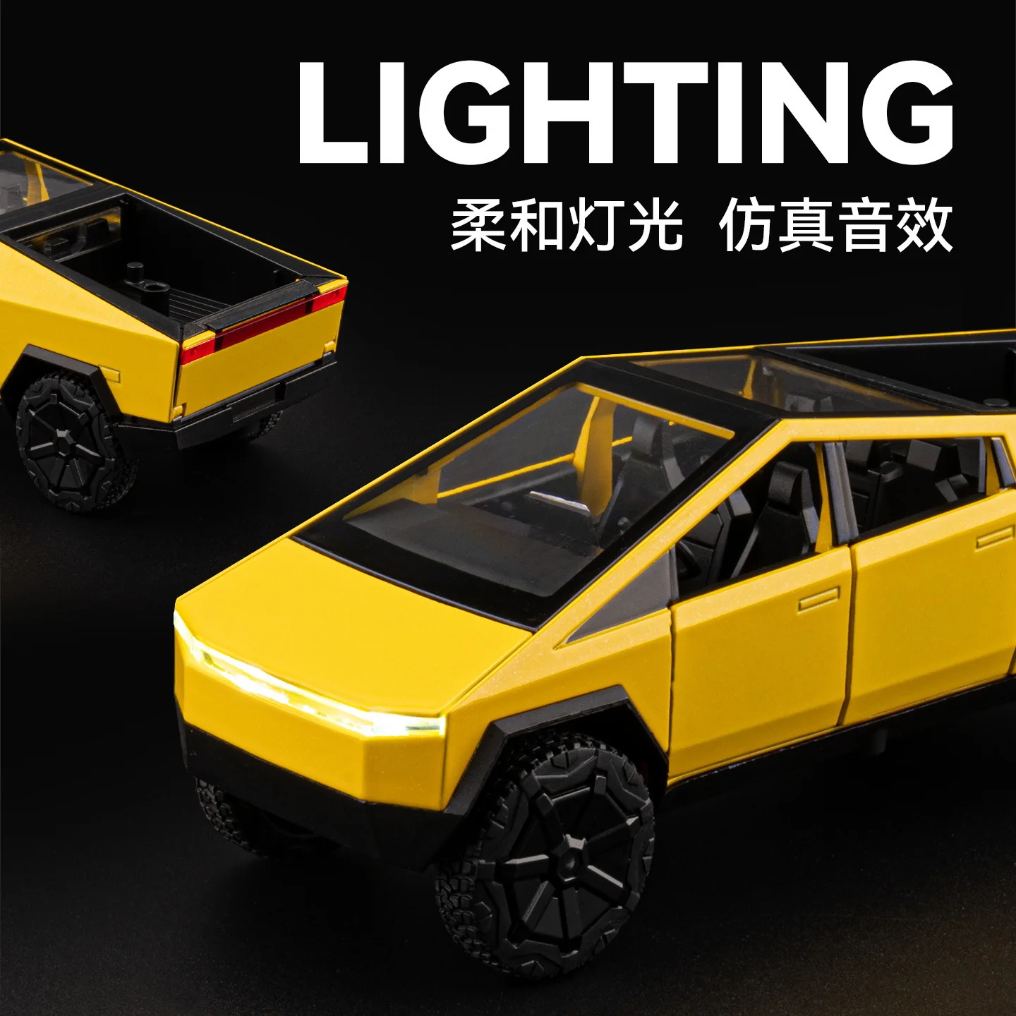 1:32 NEW ENERGY Cybertruck Toy Alloy Off Road Diecast Metal Model Sound & Light Pull Back Toy Gift for Friends Ornaments