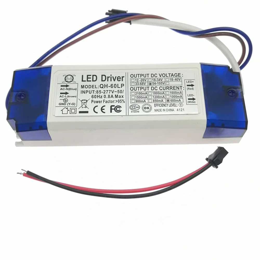 LED Driver 600mA Constant Current High PF 3W 10W 20W 30W 40W 50W 60W 1-2x3w 3-10x3w 10-18x3w 18-30x3w Lamp Lighting Power Supply