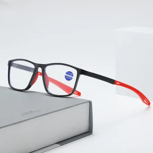 Imagen 2 del producto Gafas de lectura deportivas TR90 para hombre, gafas ultraligeras antiluz azul para presbicia, gafas ópticas para hipermetropía, dioptrías