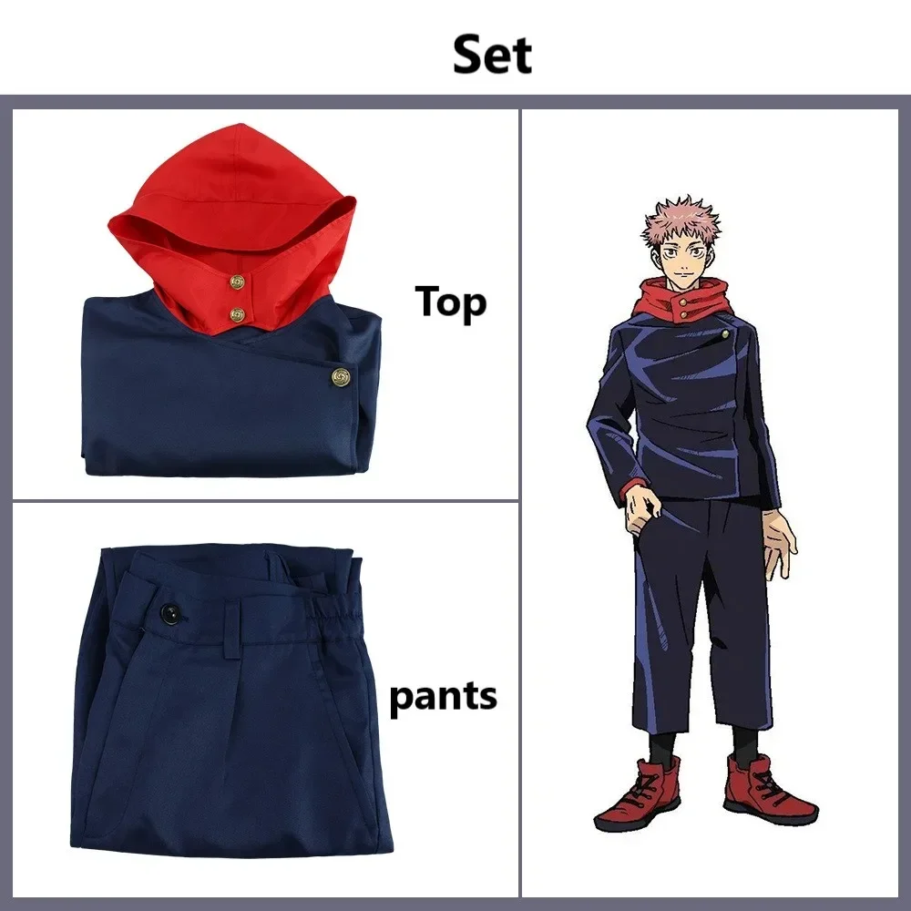 Anime jujutsu kaisen itadori yuji cosplay traje peruca jaqueta calças uniforme tóquio jujutsu alta ryomen sukuna cosplay das mulheres dos homens