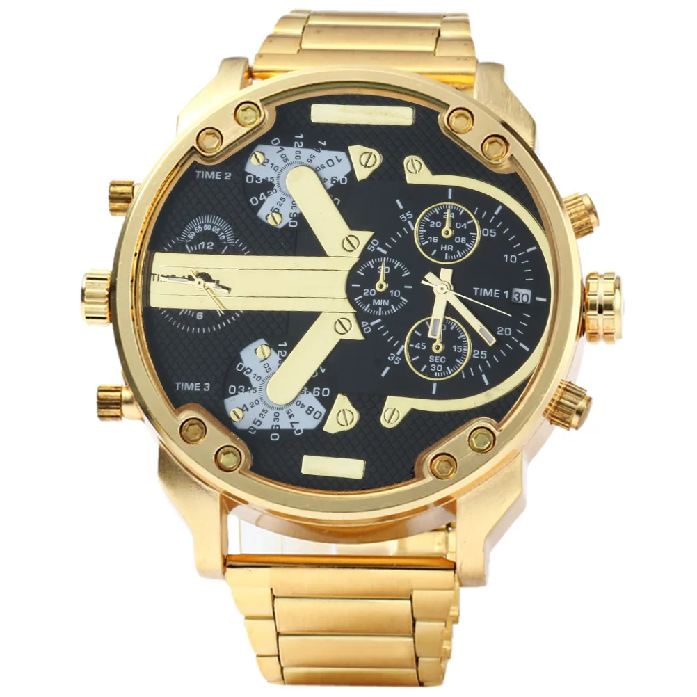 

Shiweibao 3137 Mens Dual Watch Stainless Steel Band Golden Black Precise Movement Easy to Wear Shiweibao Mens Watch