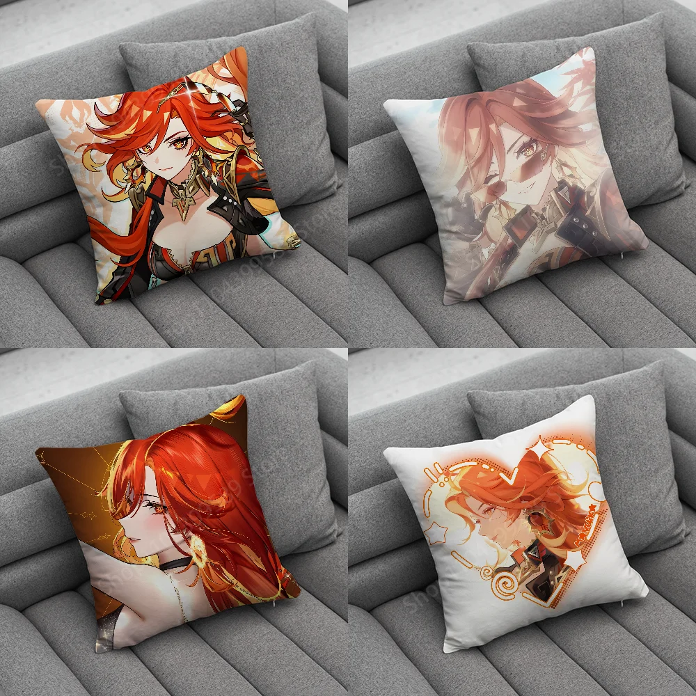 

G-Genshin Impact Mavuika Pillow Case Soft Cushion Cases for Farmhouse Sofa Decor Home Decorations and Protector