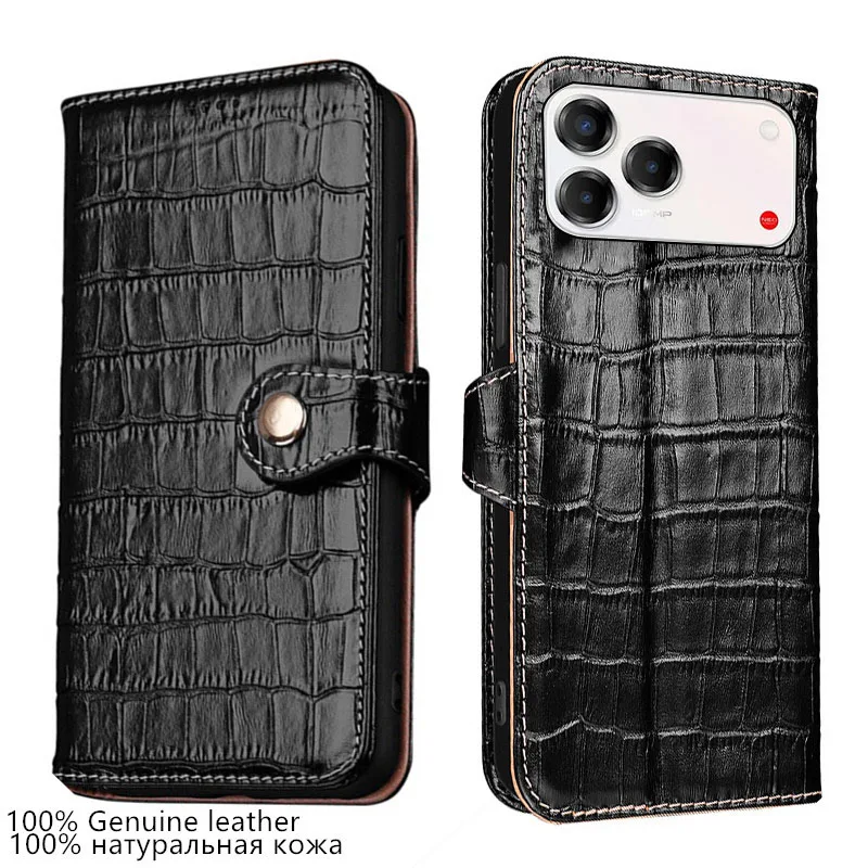 

Genuine Leather Crocodile Texture card Slot Wallet Cover For ZTE Blade V80 Pro V60 V70 Design Max Flip shockproof phone Case