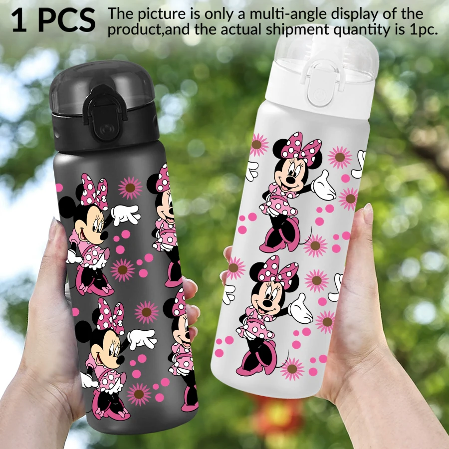 1Pc Disney Minnie Mouse/bloempatroon/patroon 26oz Plastic Waterfles Sportbeker Als Verjaardag/back-to-school Gift
