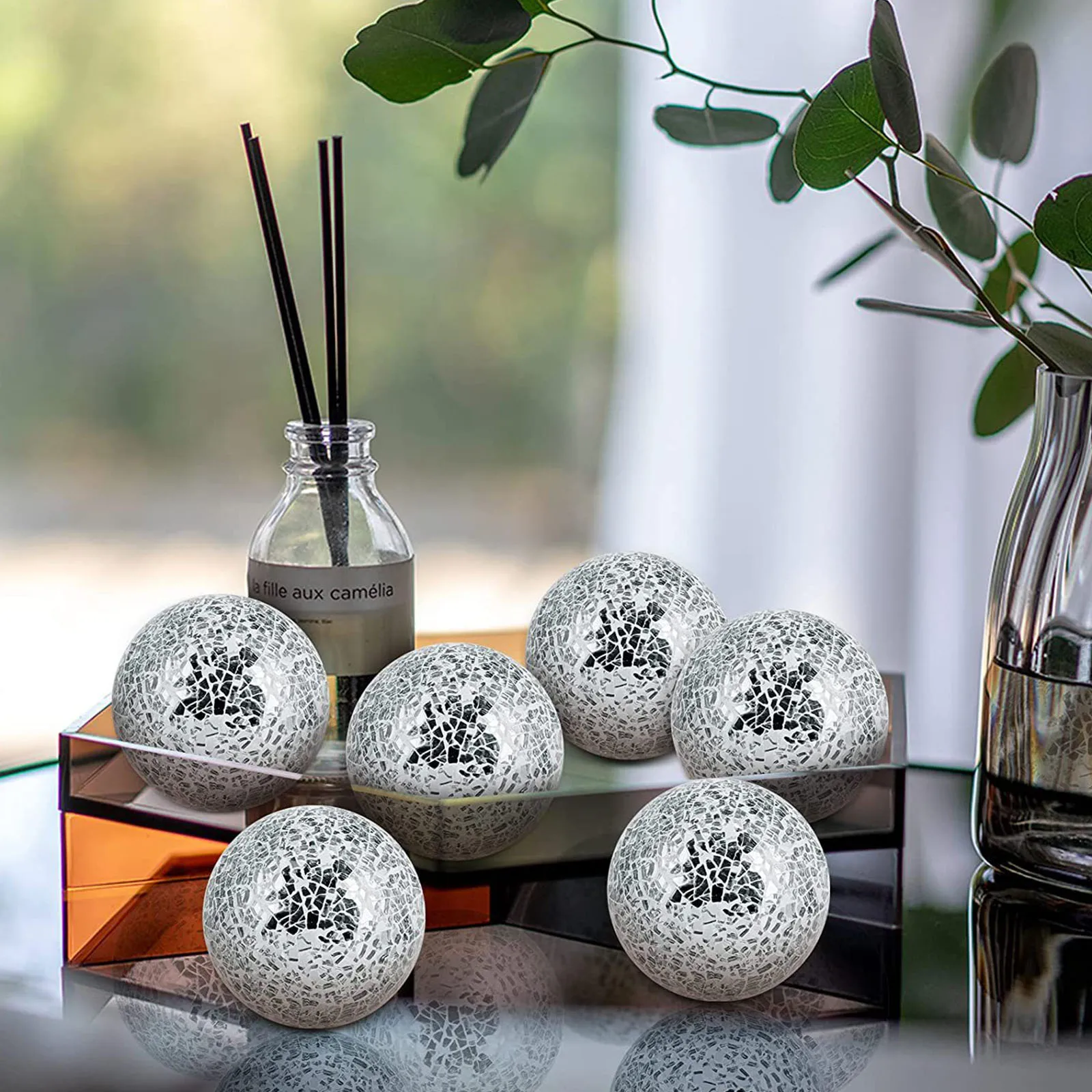 

3 Pcs Christmas Balls Decorative Mini Foam Glass naments for Tree Holiday Xmas Party Bright Colors Lightweight Compact