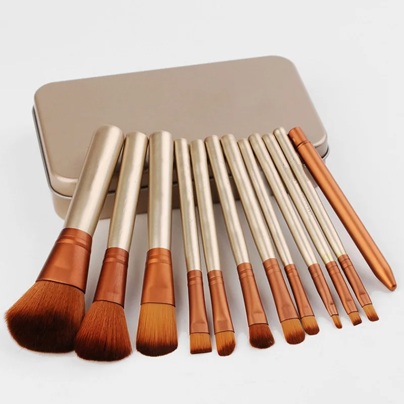 

12Pcs Complete Makeup Brush Set With Iron Box Eye Shadow Lip And Eye Makeup Brushes Foundation Eye Blender Lip Cosmetics Tools