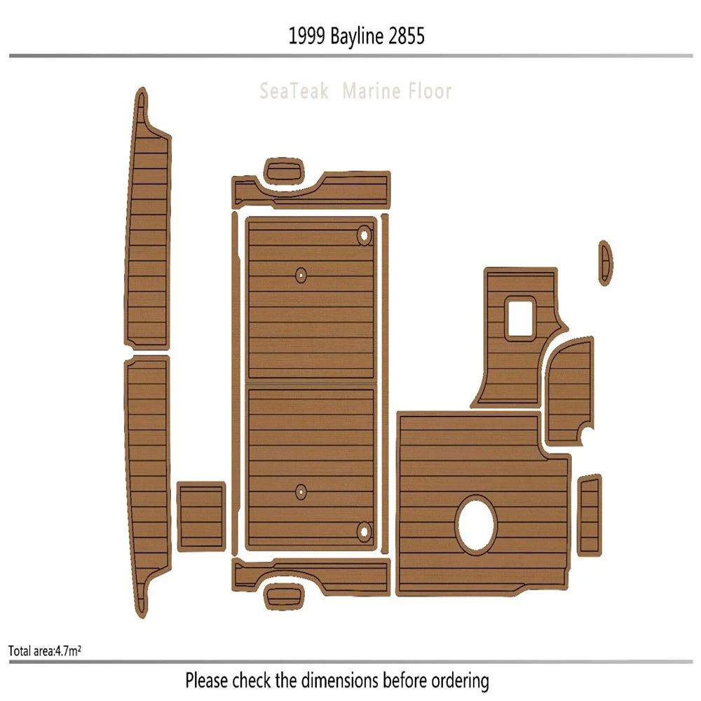 

1999 BAYLINER 2855 Cockpit swimming platform 6mm EVA TEAK FLOOR Non-slip mat SeaDek MarineMat Gatorstep Style Self Adhesive