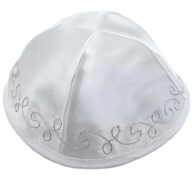 Traditional Kippah Caps for Adult Jewish Hat Embroidery Kippa Caps Foldable Satins Yarmulke Judaism Kippa Hat Accessory