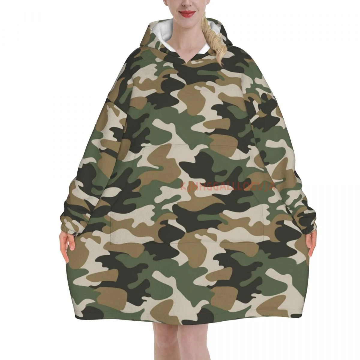 Camouflage Wearable Flannel Blanket Hoodie Oversized Hooded Blanket Pullover Sweatshirt Fleece Sherpa Blankets with Pockets