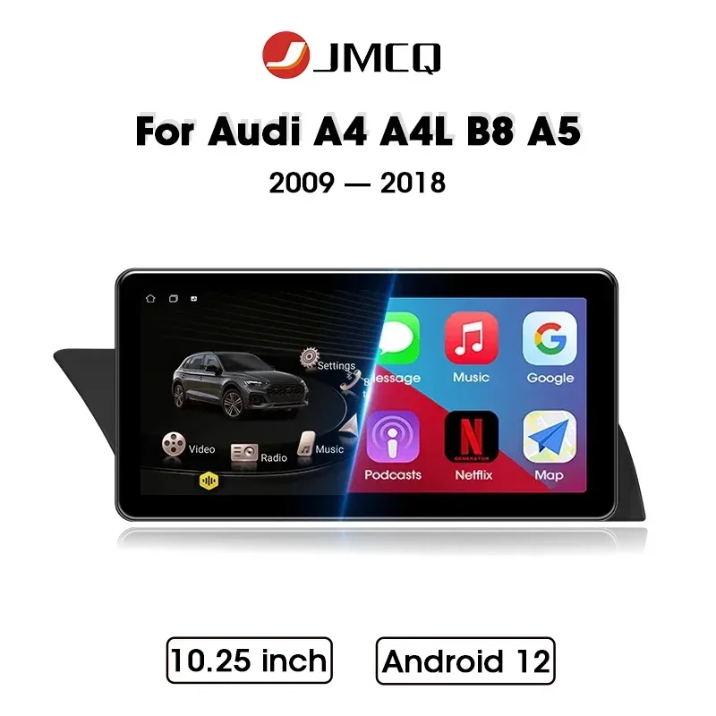 

JMCQ 10.25" Android 12 For Audi A4 A4L B8 A5 2009-2018 Car Radio Multimedia Player Carplay Head Unit QLED Stereo GPS WIFI 4G EQ